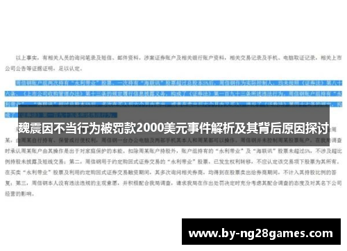 魏震因不当行为被罚款2000美元事件解析及其背后原因探讨